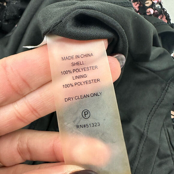 Vince Camuto Sz 0 Black Pink Silver Sequin Sheath Dress Flutter Sleeve New Years - Picture 6 of 9